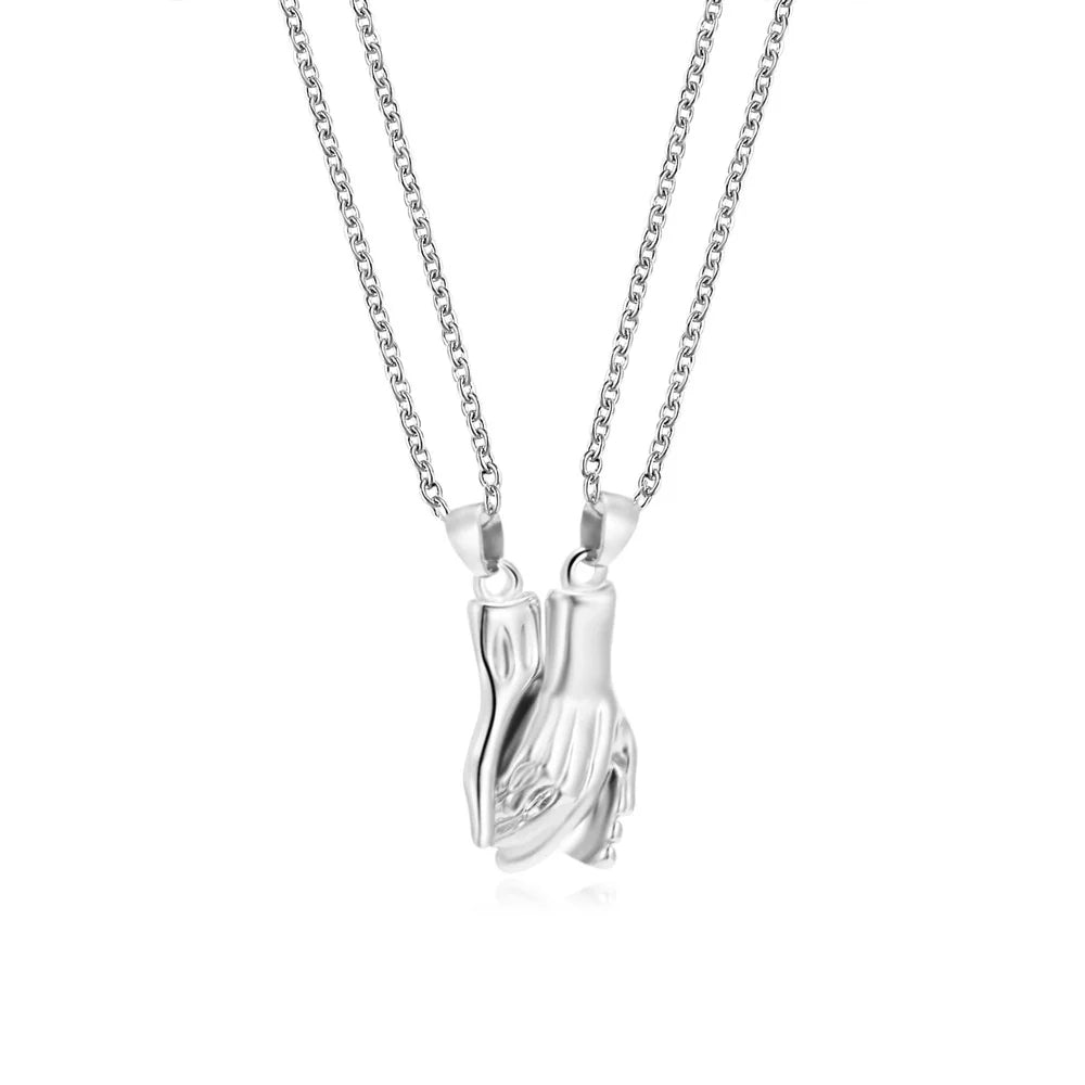 Metallic Matching Heart Necklace