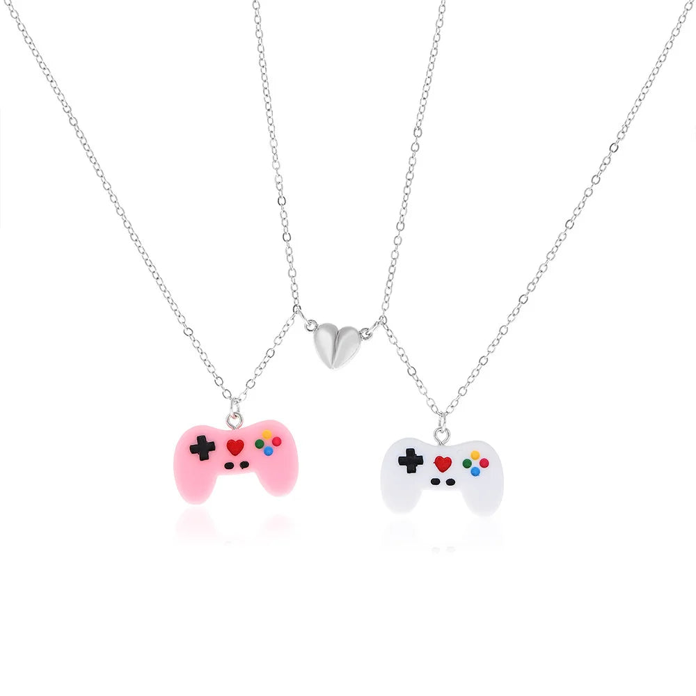 Metallic Matching Heart Necklace