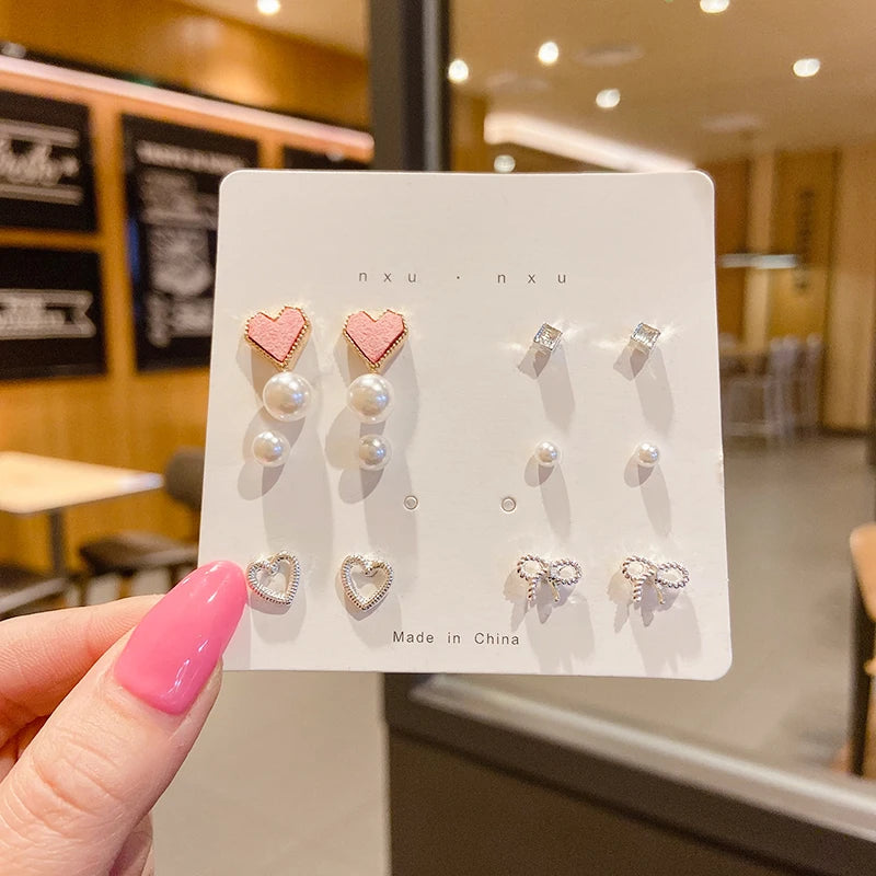 Silver Needle Stud Earrings with different motives