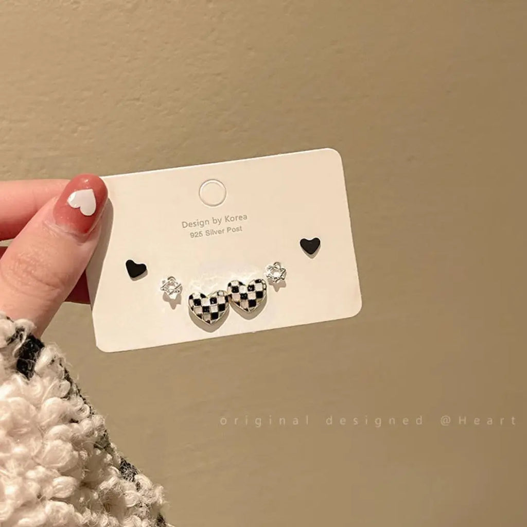 Silver Needle Stud Earrings with different motives