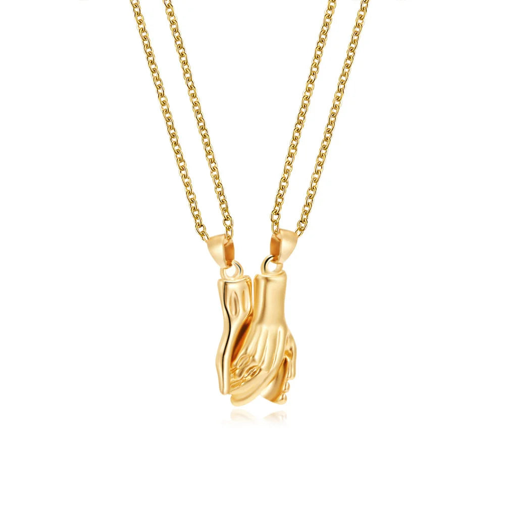 Metallic Matching Heart Necklace