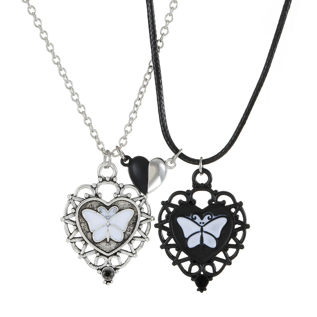 Metallic Matching Heart Necklace